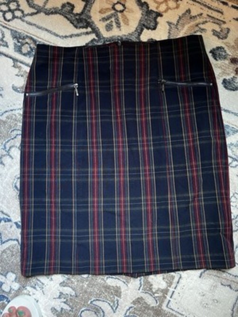 Cato Pencil Skirt Womens Sz 10 Zip Tartan  Plaid Check Back Slit Career